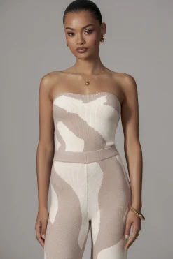 Beige Abstract Tropic Oasis Top*JLUXLABEL Online