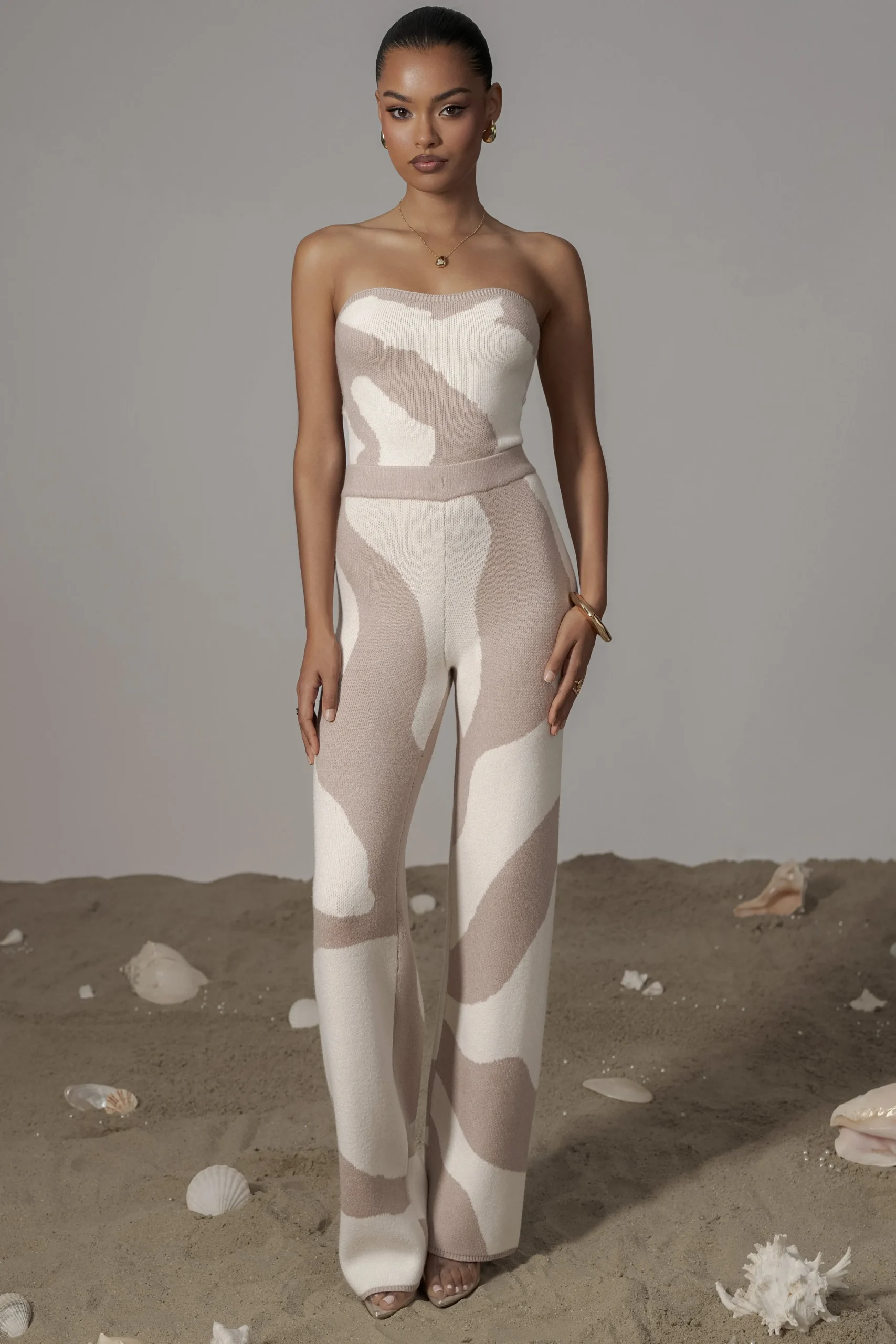 Beige Abstract Tropic Oasis Top*JLUXLABEL Online