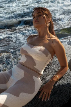 Beige Abstract Tropic Oasis Top*JLUXLABEL Online