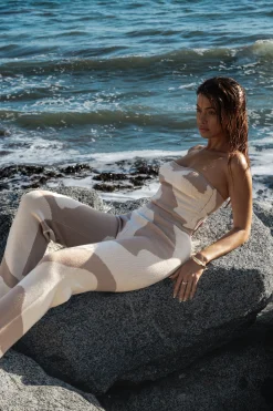 Beige Abstract Tropic Oasis Top*JLUXLABEL Online