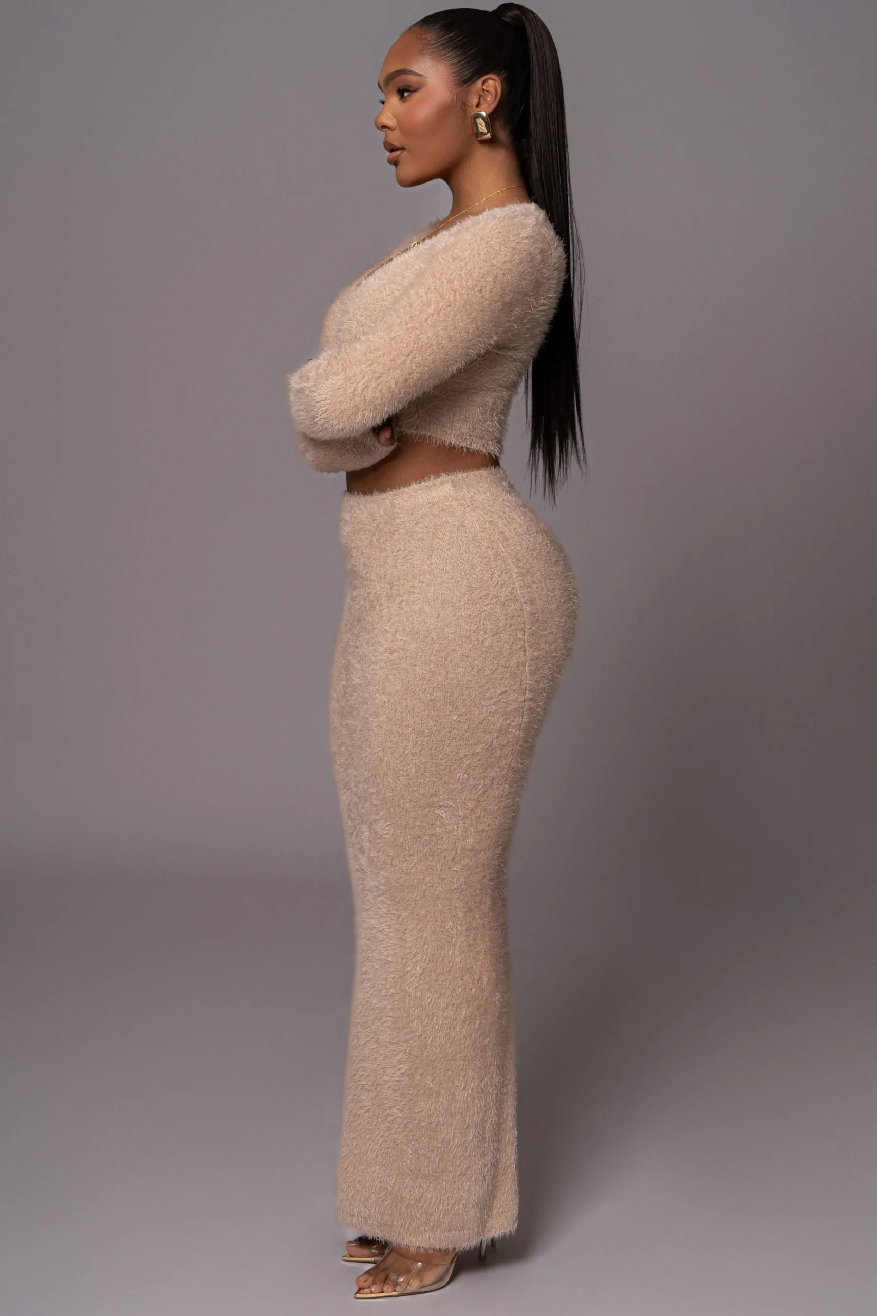 Beige Annette Sweater Knit Skirt Set*JLUXLABEL Outlet