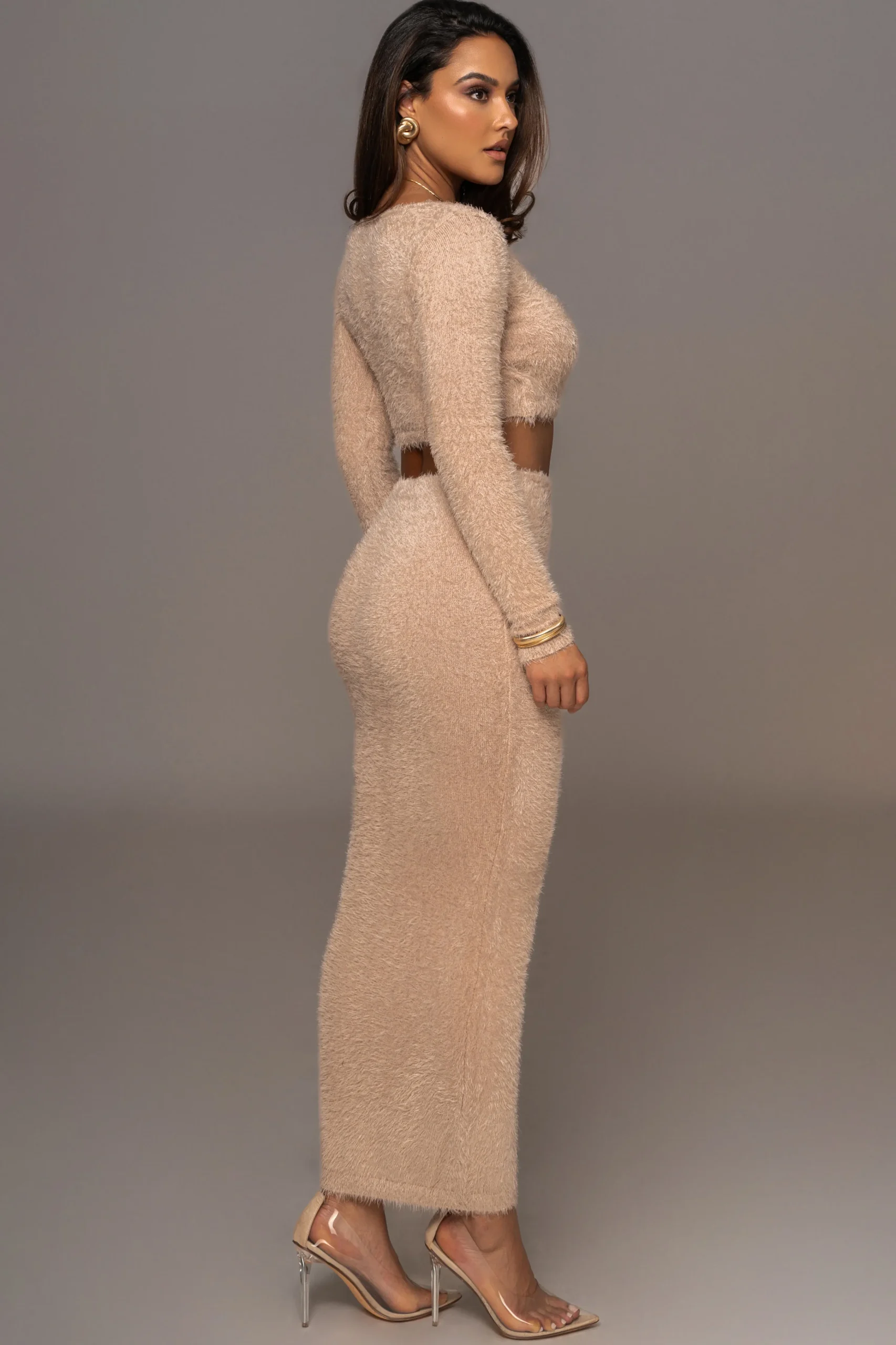 Beige Annette Sweater Knit Skirt Set*JLUXLABEL Outlet