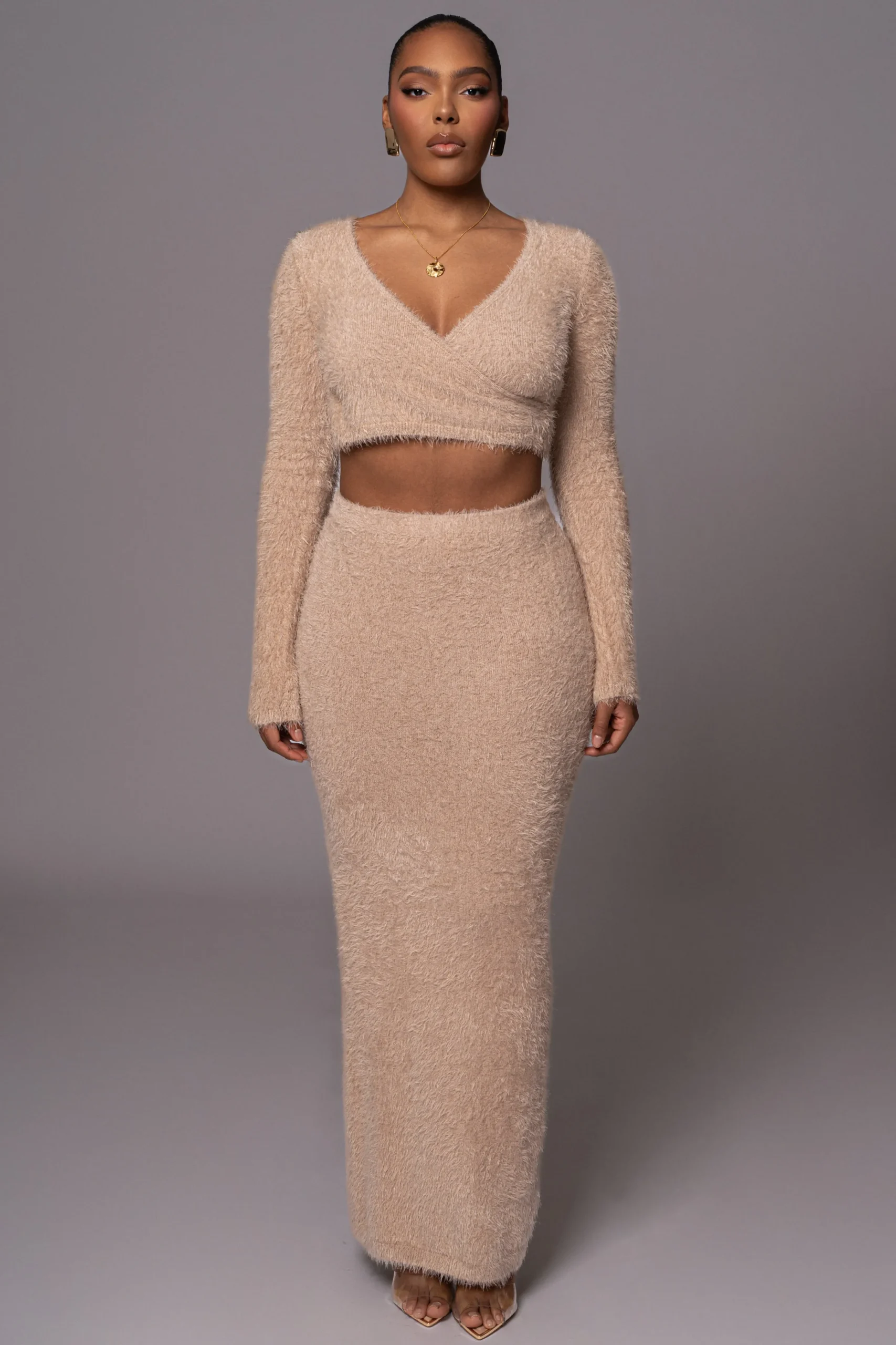 Beige Annette Sweater Knit Skirt Set*JLUXLABEL Outlet