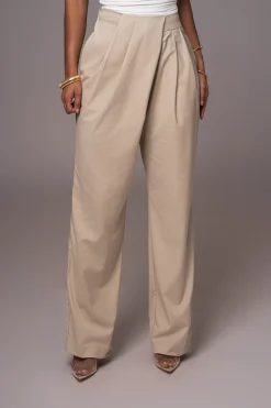 Beige Asymmetrical Draped Trousers*JLUXLABEL Discount