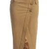 Beige Audrey Suede Midi Skirt*JLUXLABEL Sale