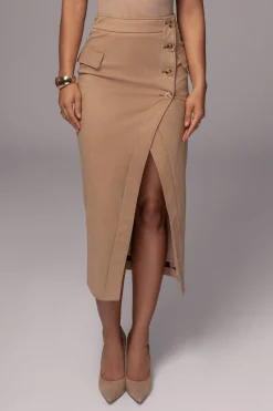 Beige Audrey Suede Midi Skirt*JLUXLABEL Sale