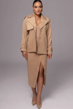 Beige Audrey Suede Midi Skirt*JLUXLABEL Sale