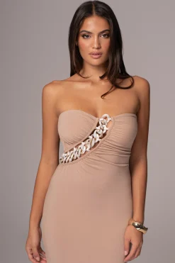 Beige Clarisse One Shoulder Dress*JLUXLABEL New