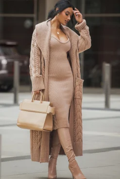 Beige Daria Sweater Knit Dress*JLUXLABEL Outlet