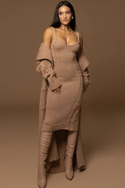 Beige Daria Sweater Knit Dress*JLUXLABEL Outlet