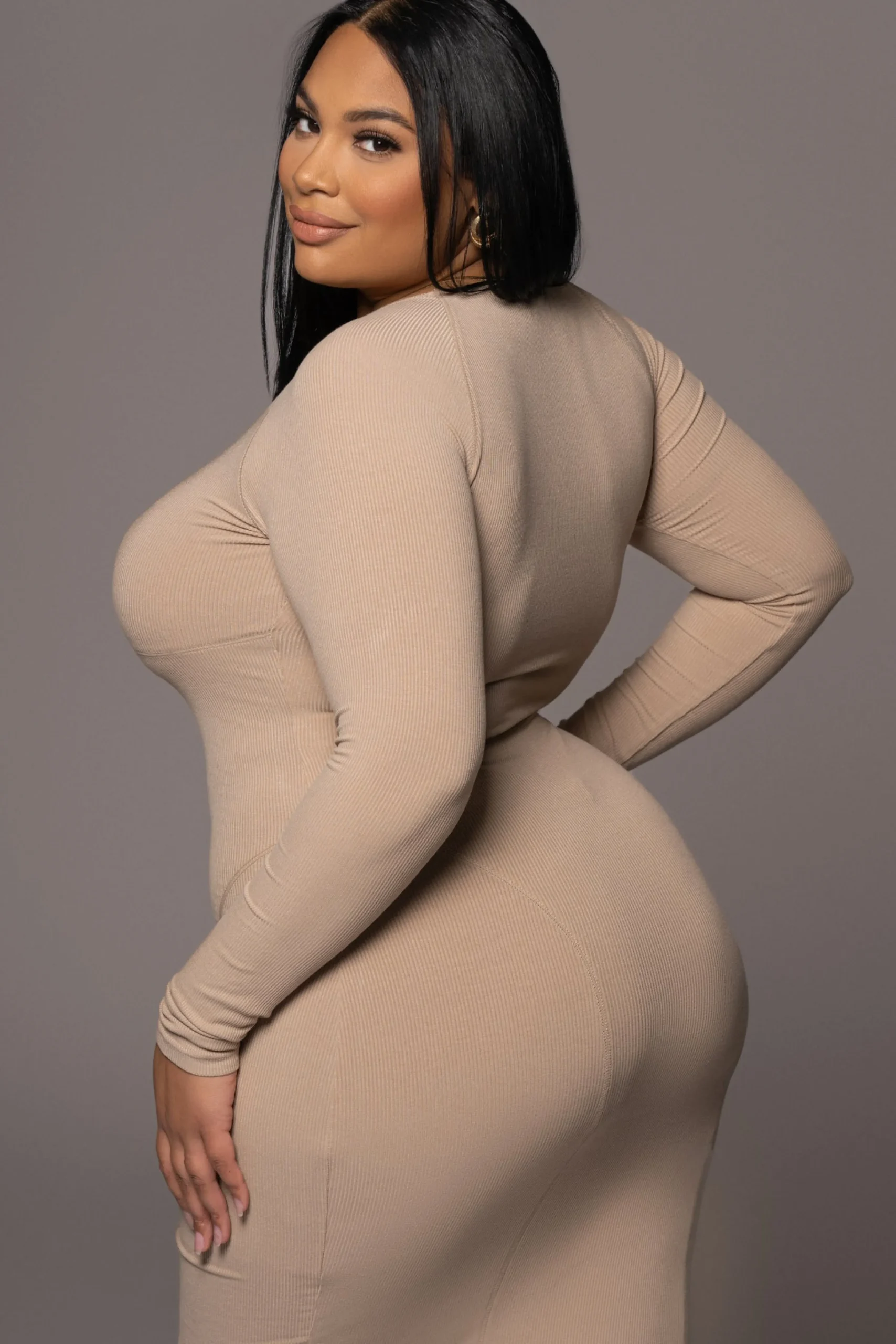 Beige High Expectations Midi Dress*JLUXLABEL Fashion