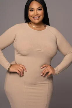 Beige High Expectations Midi Dress*JLUXLABEL Fashion