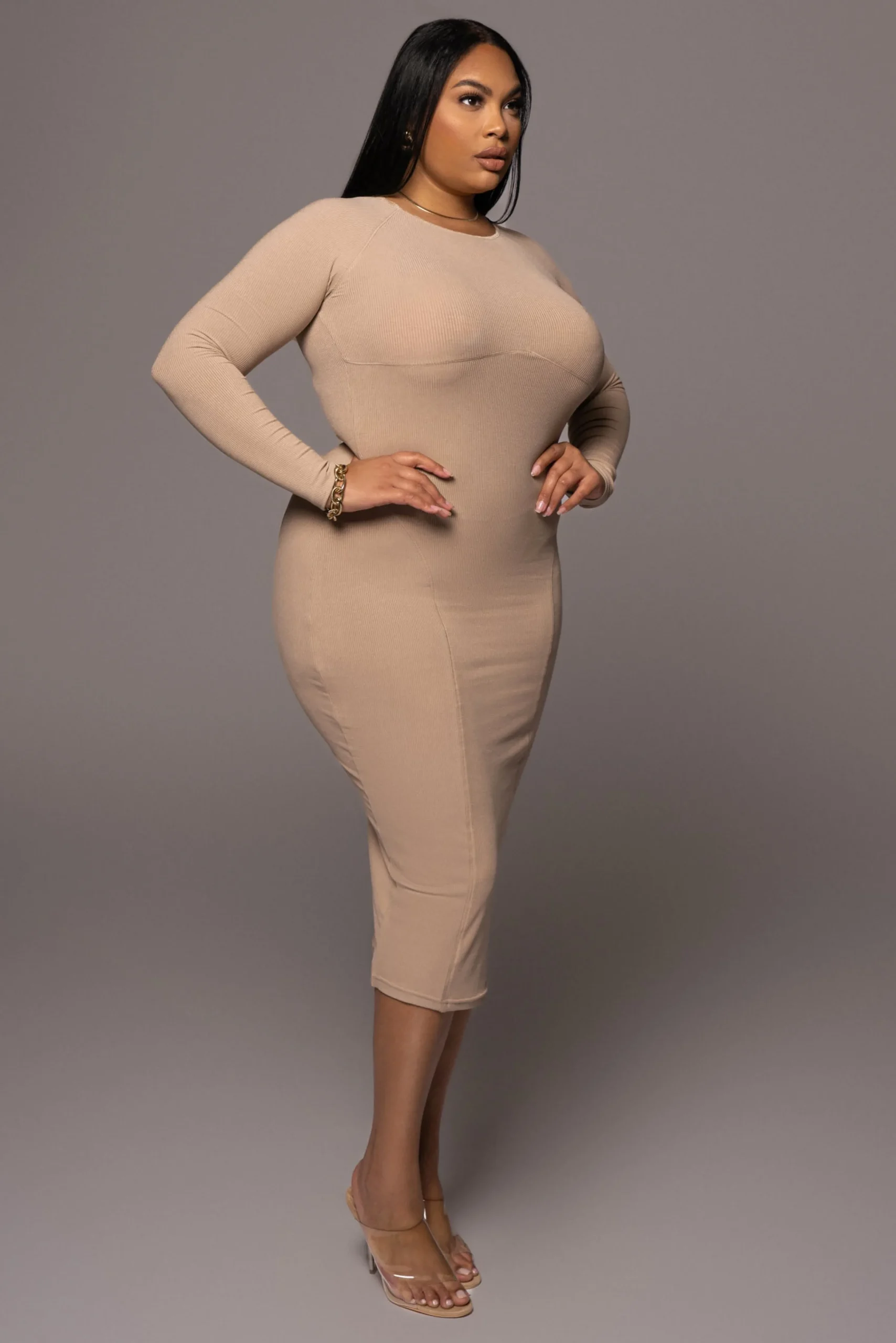 Beige High Expectations Midi Dress*JLUXLABEL Fashion