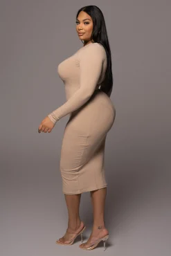 Beige High Expectations Midi Dress*JLUXLABEL Fashion