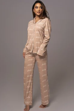 Beige Home For The Holidays Adult Pajama Set*JLUXLABEL Clearance