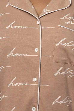 Beige Home For The Holidays Adult Pajama Set*JLUXLABEL Clearance