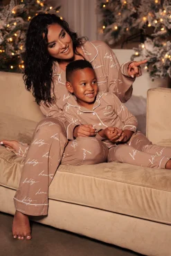 Beige Home For The Holidays Kids Pajama Set*JLUXLABEL Online