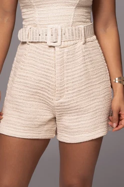 Beige Kelsie Belted Shorts*JLUXLABEL Online