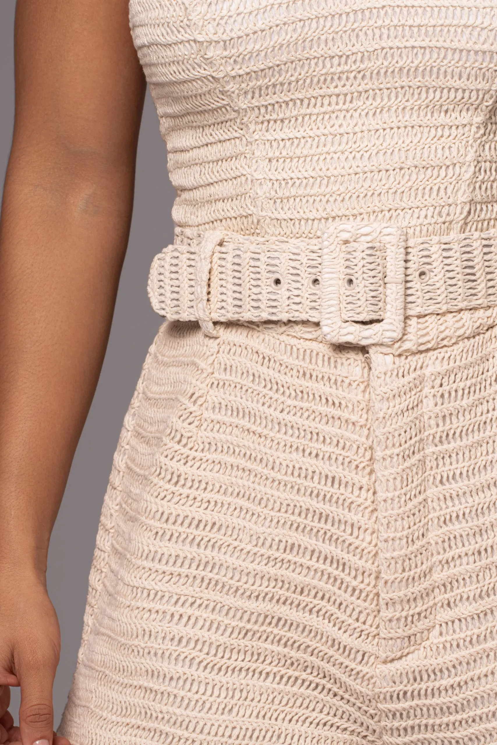 Beige Kelsie Belted Shorts*JLUXLABEL Online