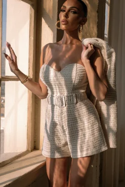 Beige Kelsie Belted Shorts*JLUXLABEL Online