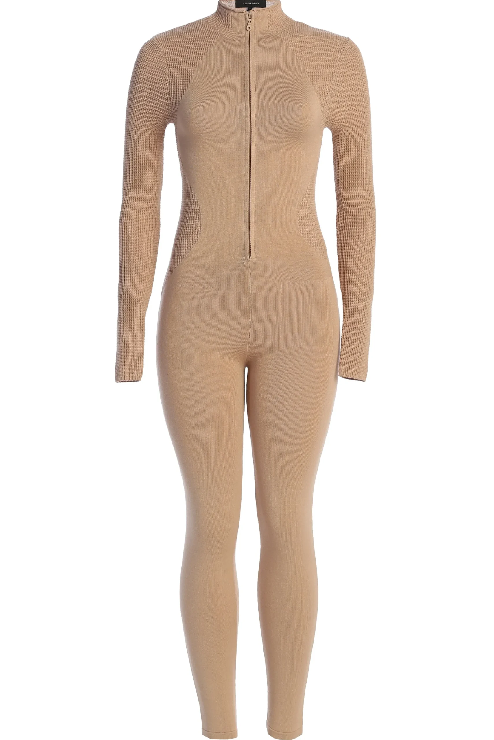 Beige Kris Front Zipper Jumpsuit*JLUXLABEL Clearance