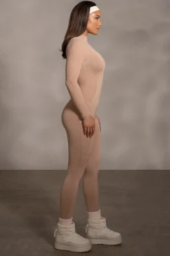 Beige Kris Front Zipper Jumpsuit*JLUXLABEL Clearance