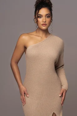 Beige Long Knit Sweater Dress*JLUXLABEL Clearance