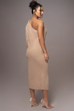 Beige Long Knit Sweater Dress*JLUXLABEL Clearance
