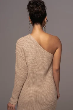 Beige Long Knit Sweater Dress*JLUXLABEL Clearance