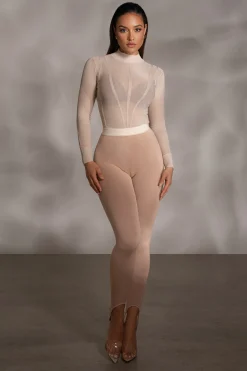 Beige Lori Sheer Knit Bodysuit*JLUXLABEL Fashion