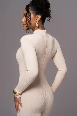 Beige Minna Mock Neck Jumpsuit*JLUXLABEL Online