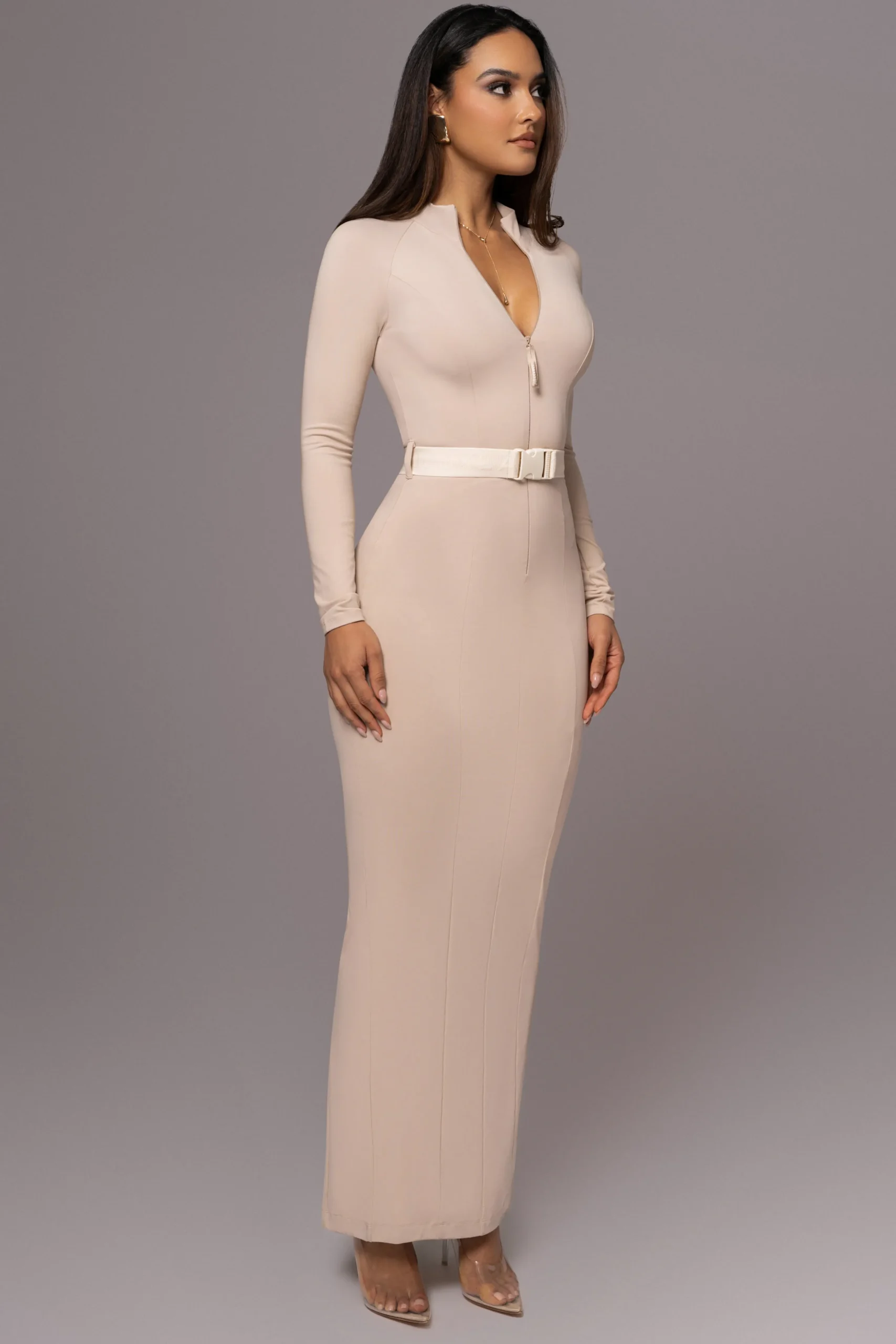 Beige Movement Mock Maxi Dress*JLUXLABEL Fashion