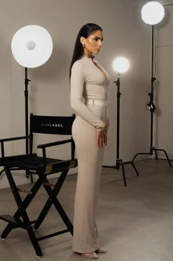 Beige Movement Mock Maxi Dress*JLUXLABEL Fashion