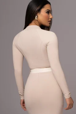 Beige Movement Mock Maxi Dress*JLUXLABEL Fashion