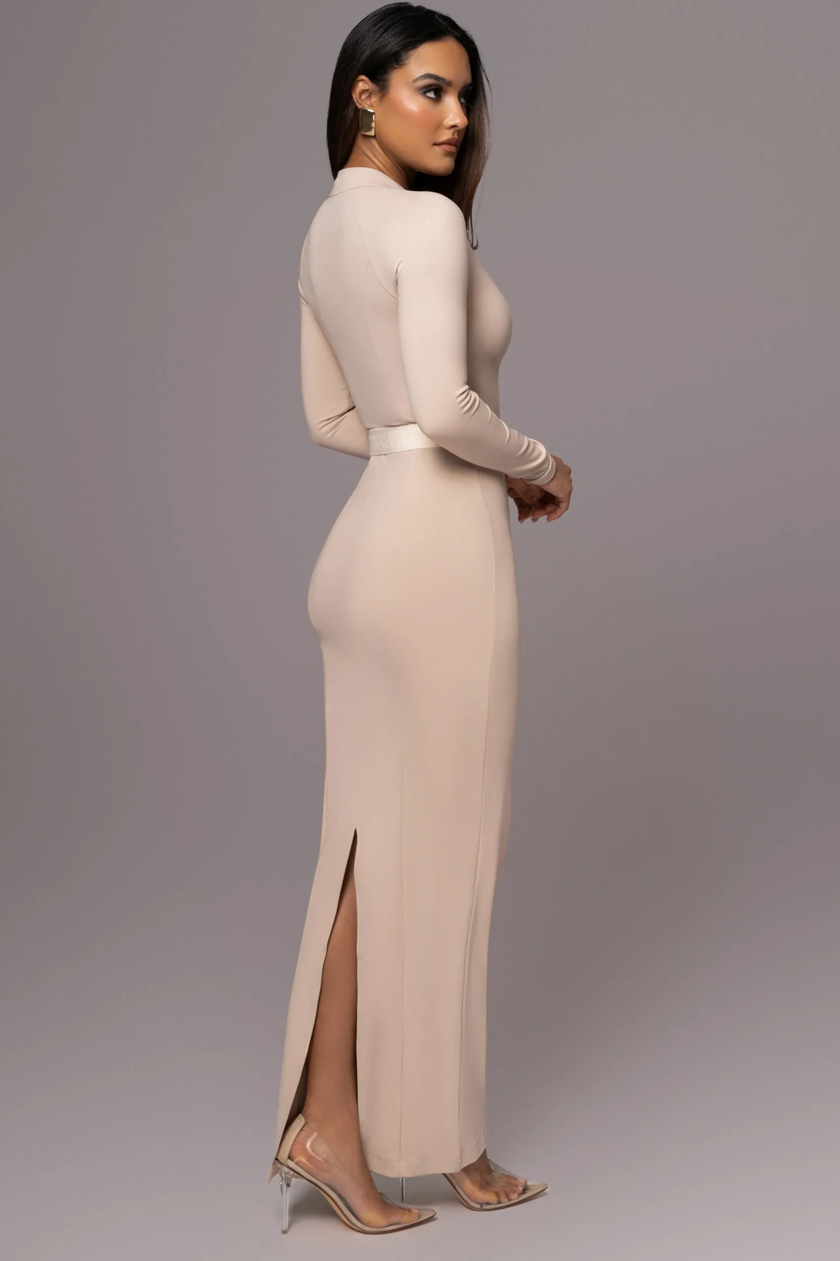 Beige Movement Mock Maxi Dress*JLUXLABEL Fashion