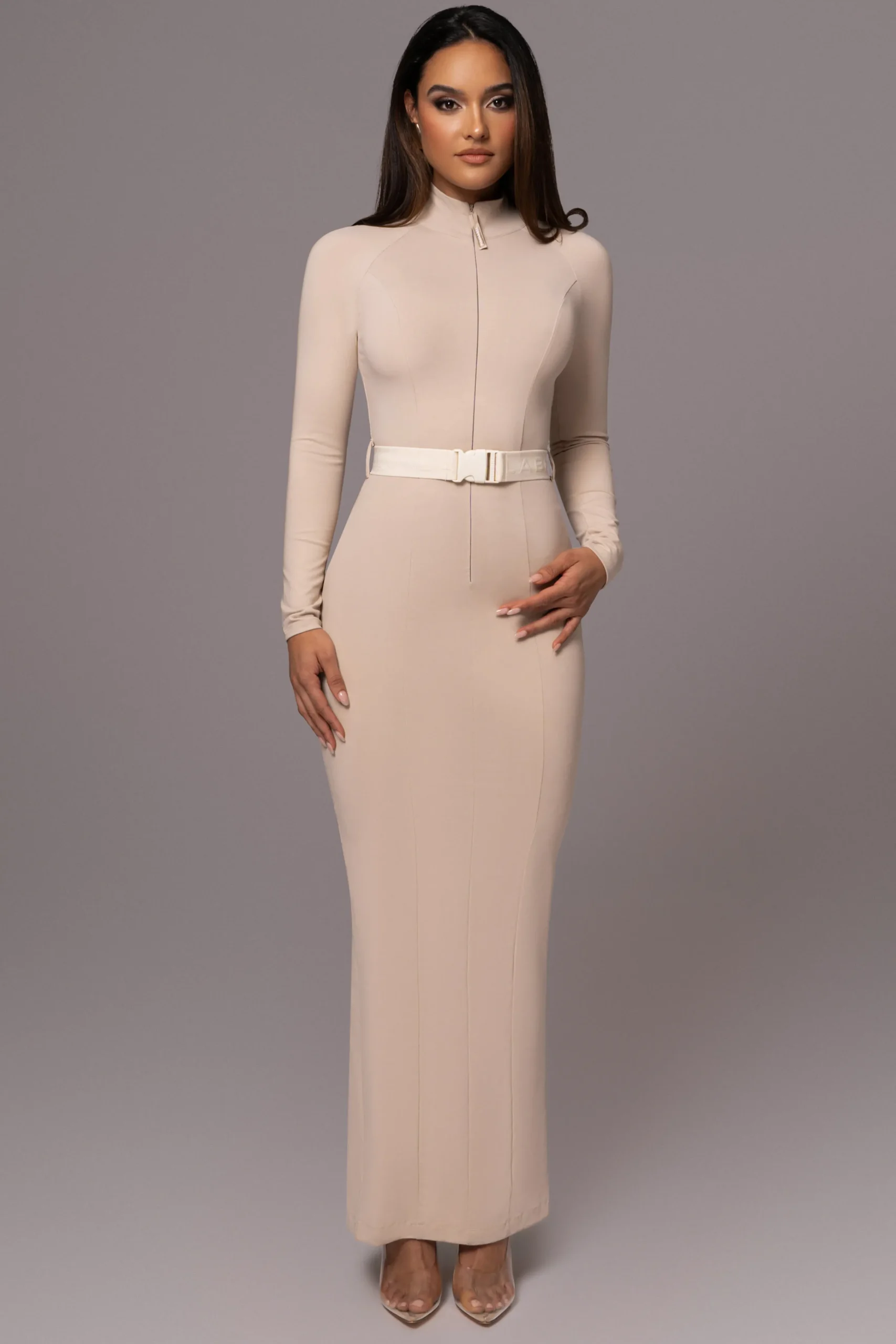 Beige Movement Mock Maxi Dress*JLUXLABEL Fashion