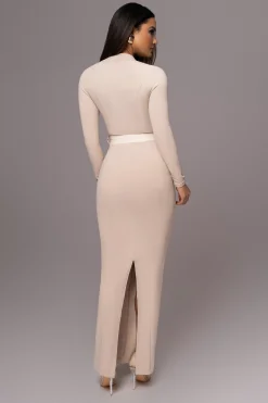 Beige Movement Mock Maxi Dress*JLUXLABEL Fashion