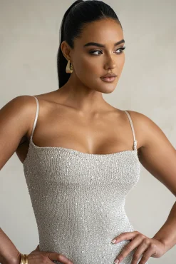 Beige Noemie Sequin Maxi Dress*JLUXLABEL New