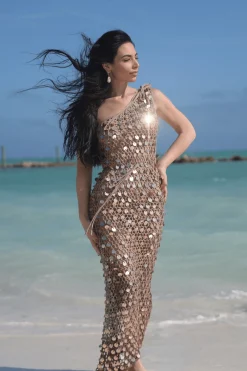 Beige Opulent Sunsets Maxi Dress*JLUXLABEL Hot