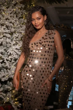 Beige Opulent Sunsets Maxi Dress*JLUXLABEL Hot