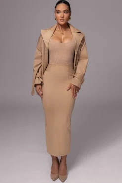 Beige Phoenix Suede Skirt*JLUXLABEL Outlet