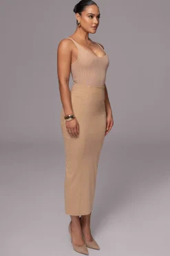 Beige Phoenix Suede Skirt*JLUXLABEL Outlet