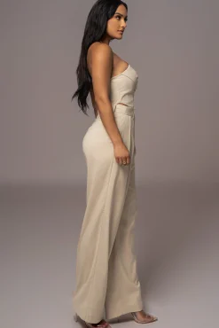 Beige Power Hour High Waist Trousers*JLUXLABEL Clearance