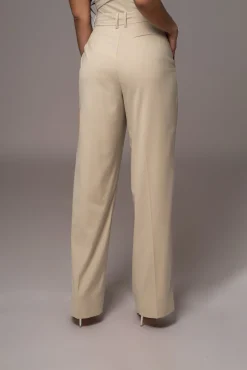 Beige Power Hour High Waist Trousers*JLUXLABEL Clearance