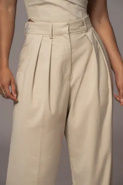 Beige Power Hour High Waist Trousers*JLUXLABEL Clearance