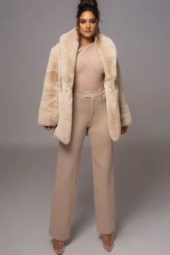 Beige Refined Faux Fur Oversized Coat*JLUXLABEL Best