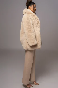 Beige Refined Faux Fur Oversized Coat*JLUXLABEL Best