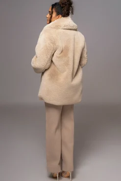 Beige Refined Faux Fur Oversized Coat*JLUXLABEL Best