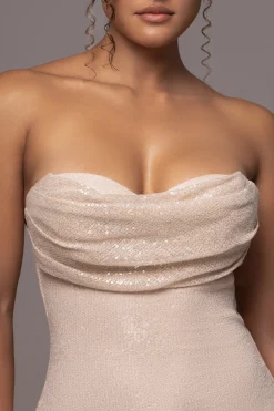 Beige Sequin Visions Of You Midi Dress*JLUXLABEL Discount