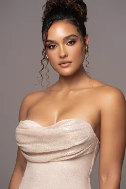 Beige Sequin Visions Of You Midi Dress*JLUXLABEL Discount